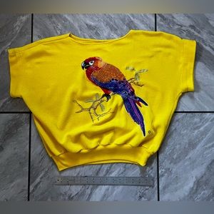 Vintage Single Stitch Macaw Parrot yellow Sweater (READ FOR SIZE)